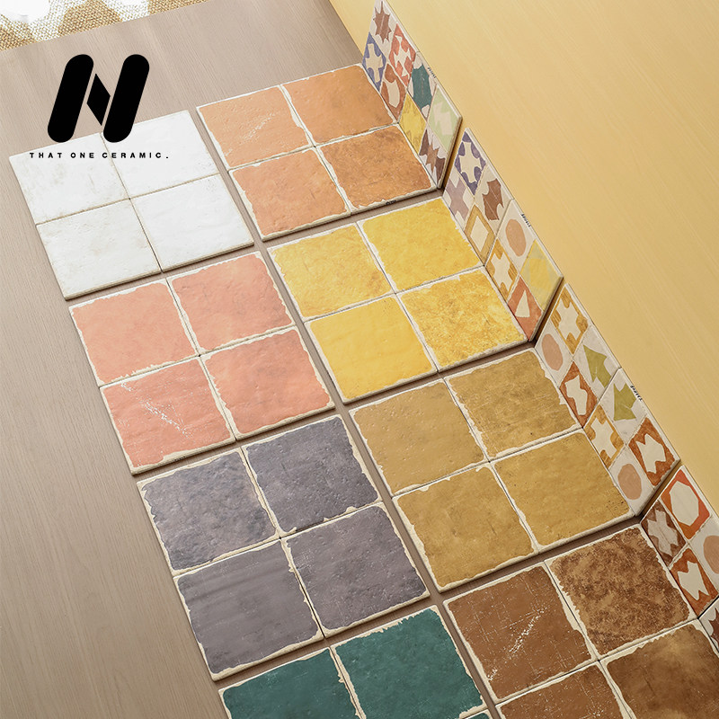 法式田园哑光小地砖200全瓷复古花砖厨房浴室墙砖吧台背景瓷砖