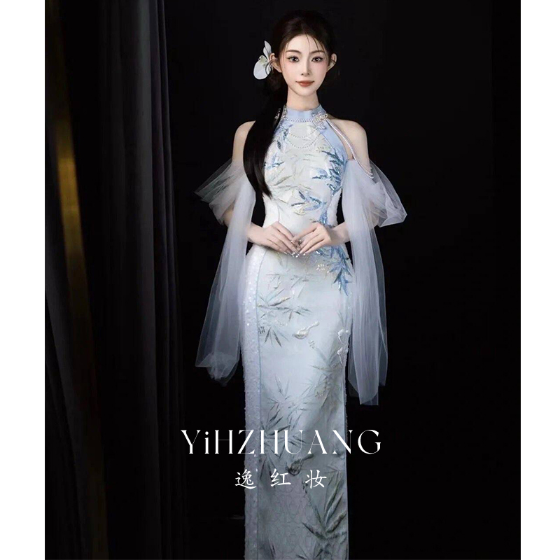 新中式订婚旗袍晚礼服晨袍连衣裙