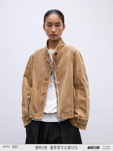 复古灯芯绒立领棉服外套简约时尚层次感穿搭