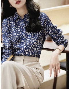 重磅连衣裙衬衫式碎花裙子夏季印花中长款杭州丝绸女装