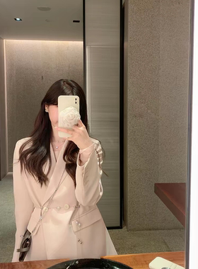 半熟恋人 50度甜粉小西装外套女春装新款宽松网红西服外套