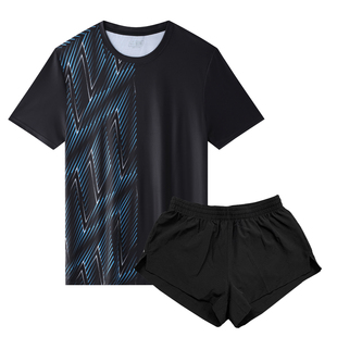 田径训练T恤体育生速干衣中考体考运动服套装三分裤跑步短袖定制