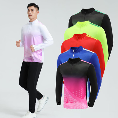 长袖半拉链训练服运动跑步T恤健身田径服男女秋冬速干衣冬训上衣