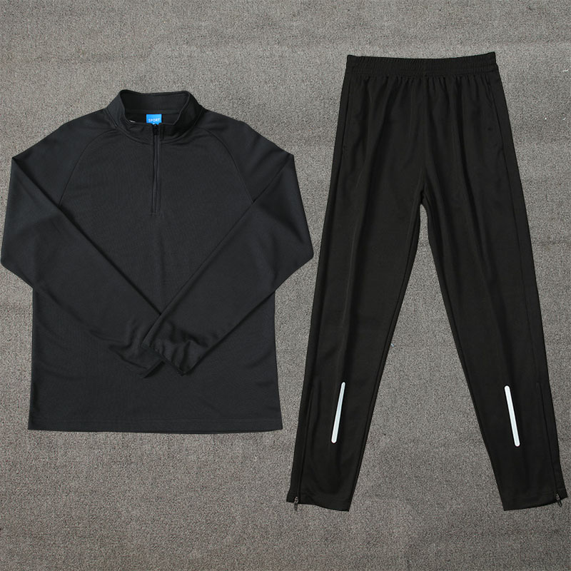 健身体考体育宽松比赛服田径训练长袖长裤套装跑步男女速干半拉链