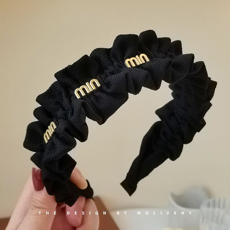 发箍时尚气质褶皱字母头箍高颅顶