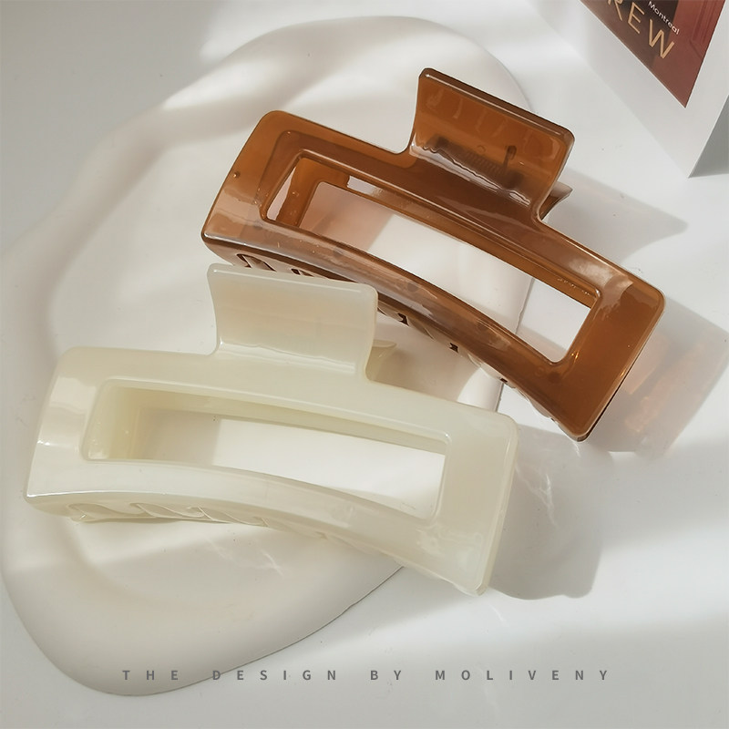 韩版发夹气质果冻色鲨鱼夹发卡后脑勺时尚夹子头饰女超大号抓夹