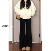 女大码 胖mm弹力显瘦高腰喇叭马蹄裤 春季 大码 子 新款 黑色微喇牛仔裤