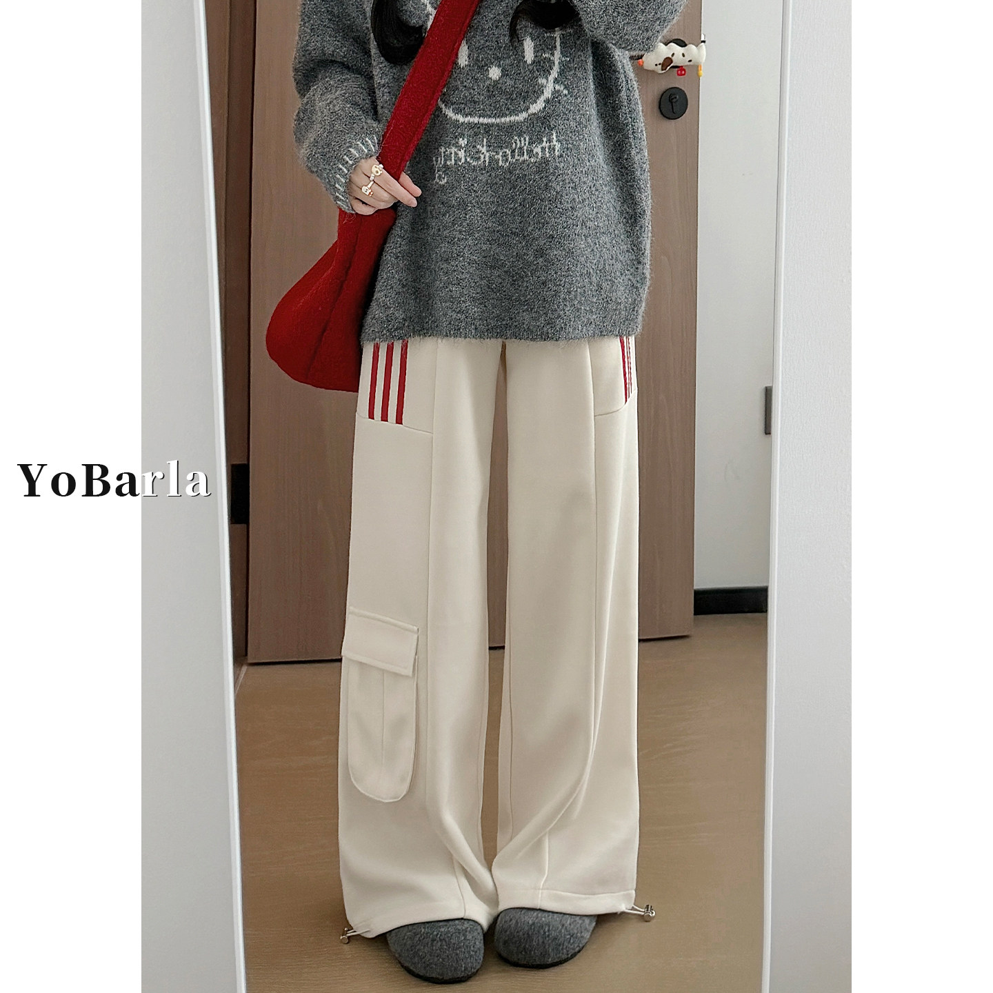 美式直筒运动休闲裤女秋冬新款大码胖mm宽松显瘦梨型身材阔腿裤子,女装/女士精品,休闲裤,淘宝优惠券,粉丝福利购,淘宝优惠卷