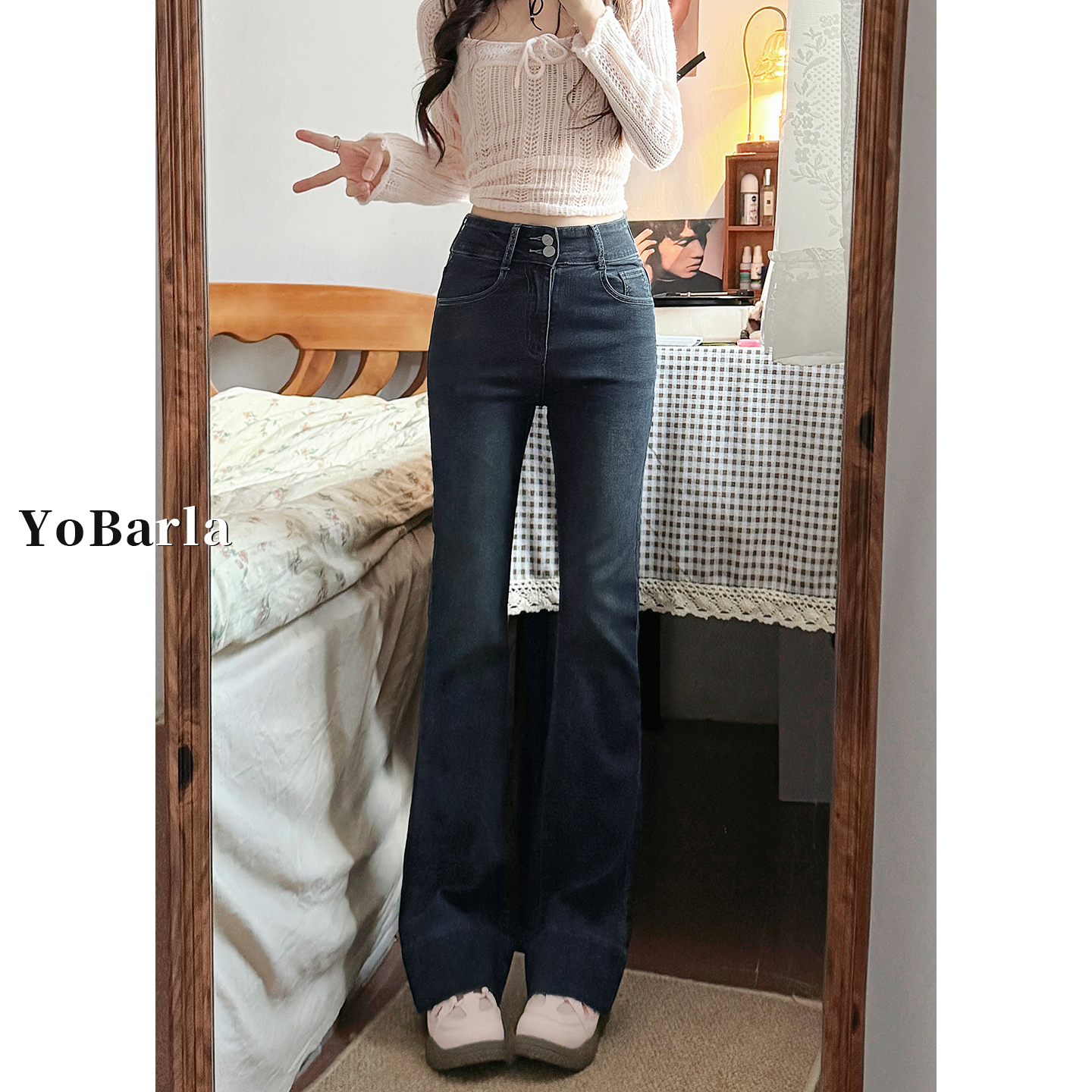 谁穿谁好看百搭显瘦款微喇牛仔裤