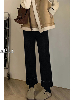 黑色直筒牛仔裤女春季新款大码胖mm宽松显瘦梨形身材九分烟管裤子