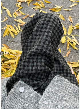 黑灰色格子休闲裤女冬季加绒胖mm大码显瘦宽松慵懒垂感直筒阔腿裤