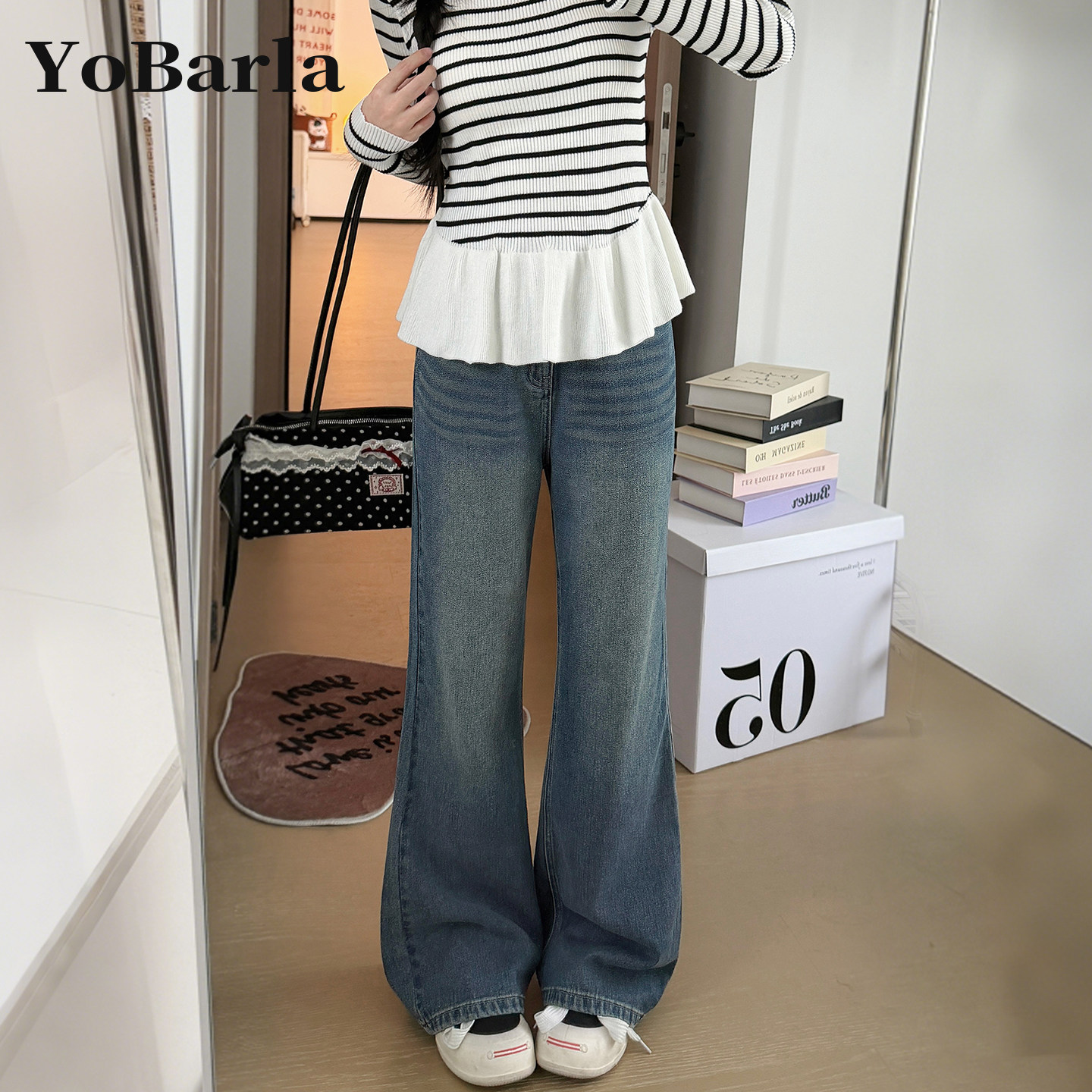 复古不贴腿微喇牛仔裤女秋冬新款梨形身材胖mm大码宽松显瘦马蹄裤,女装/女士精品,牛仔裤,淘宝优惠券,粉丝福利购,淘宝优惠卷