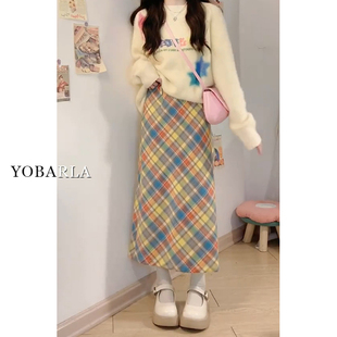 a字裙子 显瘦胖mm遮肚子梨形身材中长款 毛呢半身裙女秋季 高腰大码