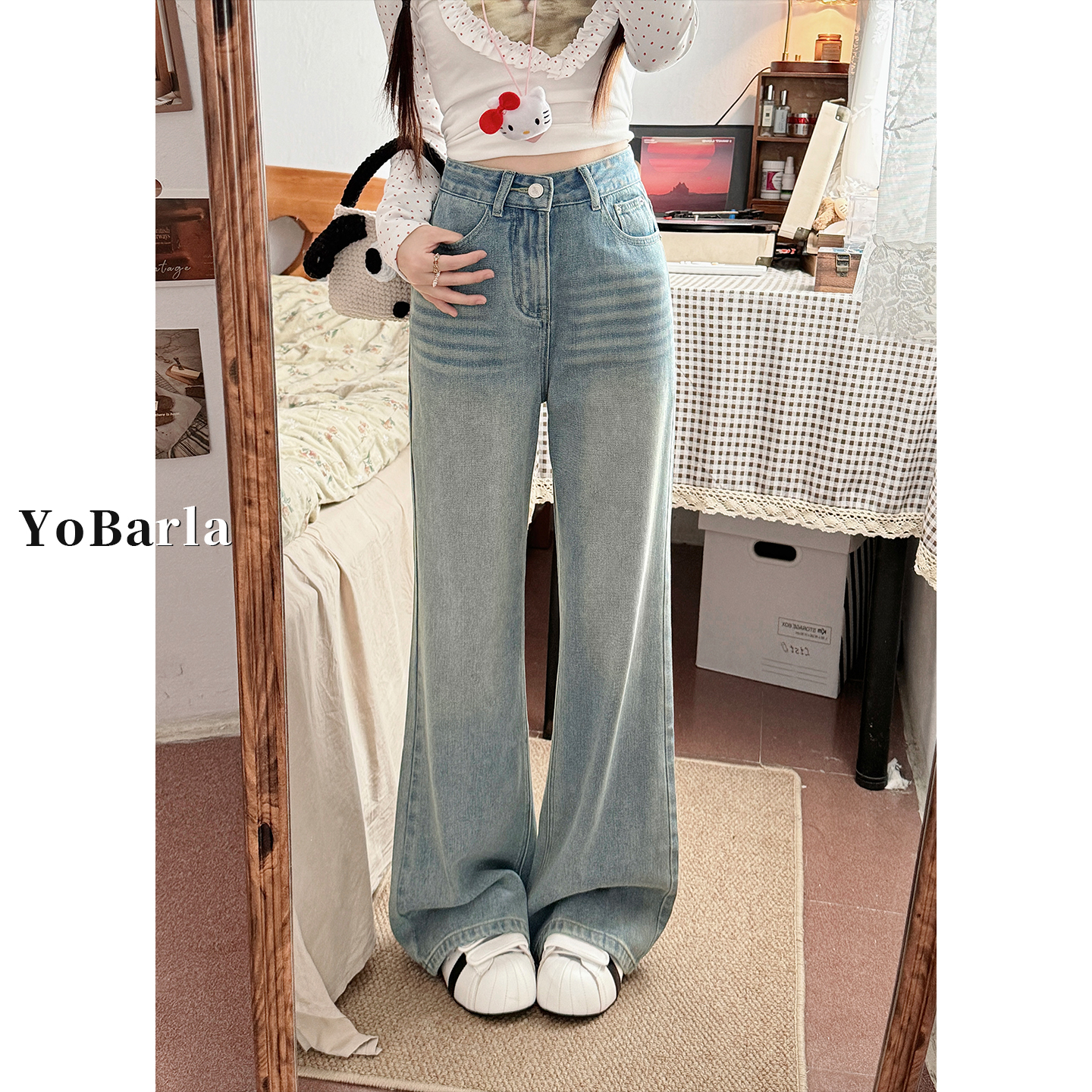 谁穿谁好看，闭眼入的牛仔微喇裤