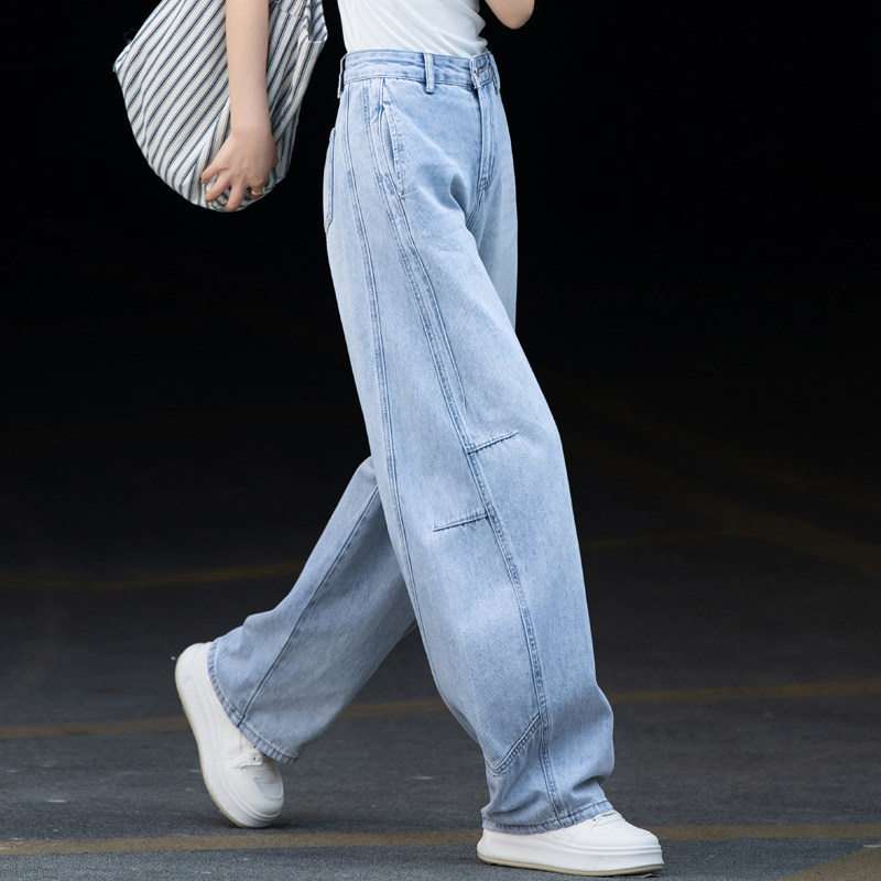 美式浅蓝色镰刀牛仔裤女2026秋冬季新款加绒加厚阔腿宽松弯刀长裤,女装/女士精品,牛仔裤,淘宝优惠券,粉丝福利购,淘宝优惠卷