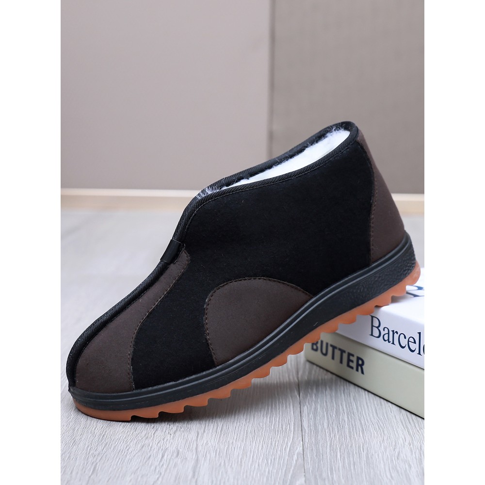 冬季羊毛老头棉靴老北京布鞋男棉鞋中老年加绒加厚保暖爸爸老人鞋