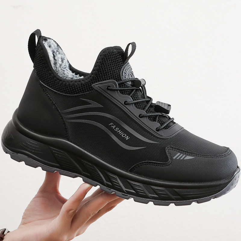 冬季老北京布鞋男棉鞋中老年健步鞋男加绒保暖软底防滑老人运动鞋