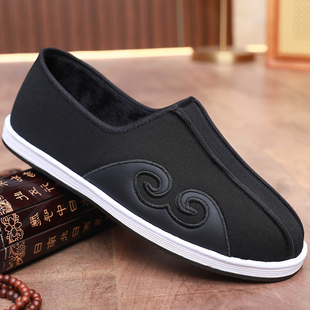 冬季老北京布鞋男鞋保暖二棉鞋手工千层底传统云头加绒爸爸休闲鞋