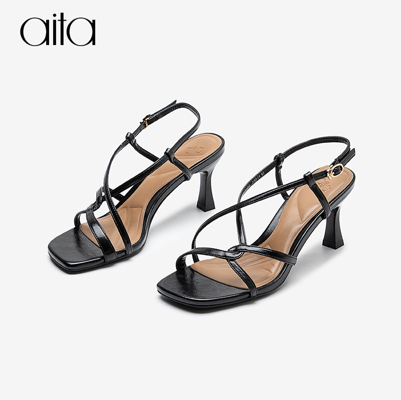 aita/艾塔仙女风凉鞋女网红细带交叉露趾夏季新细跟百搭高跟凉鞋
