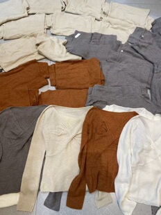 羊驼绒交叉坑条百搭针织上衣 V领纯色长袖 7920韩系秋季 新品