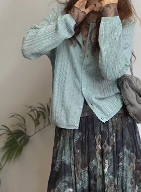 69155韩系秋季新品波浪纹细羊毛针织开衫纯色柔软百搭针织小外套