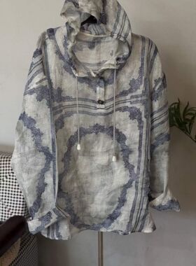 7030韩系chic白色微透花卉印花防晒罩衫女夏季薄款慵懒风长袖衬衫