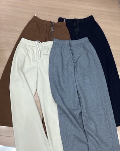 A531K3508-7秋季新品韩系松紧腰抽绳系带两条杠百搭直筒休闲裤女
