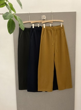 Q551K6350韩系秋冬松紧腰抽绳口袋压线休闲裤宽松显瘦百搭直筒裤