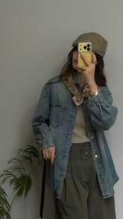 S901早春新款 胸前刺绣爱心女宽松休闲百搭上衣 复古做旧牛仔衬衫