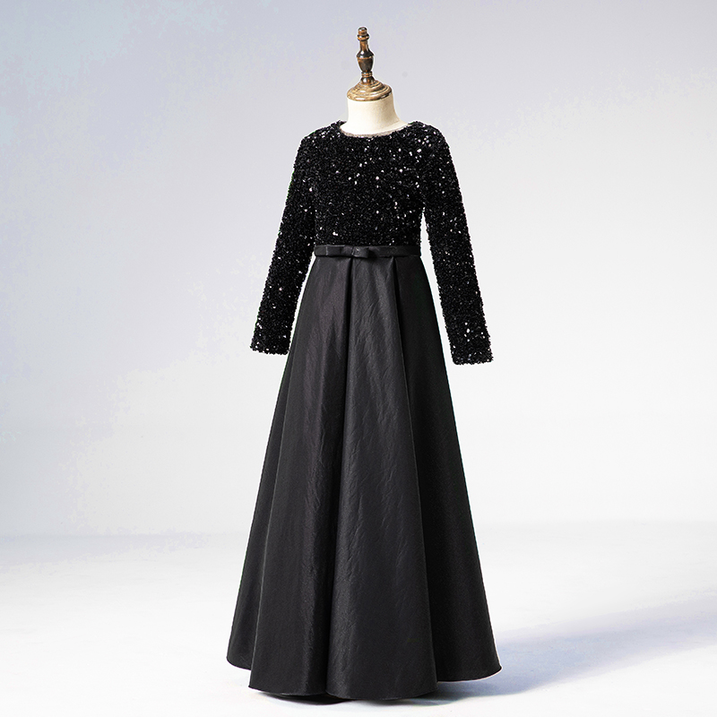 儿童高端礼服黑色女童中大童考级