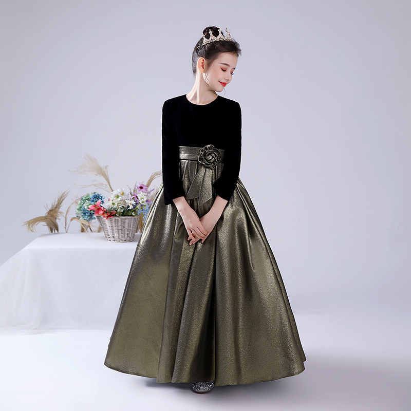 儿童礼服裙冬季新款女大童礼服小提琴表演礼服中学生团体表演服装