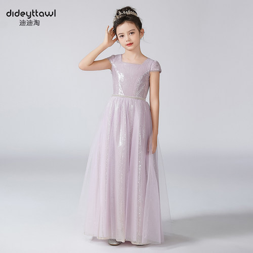 迪迪淘女童亮片主持演出礼服