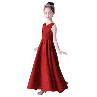 迪迪淘红色礼服女童主持礼服儿童小提琴演奏乐团合奏指挥演出礼服