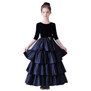 迪迪淘儿童钢琴演奏礼服公主裙女童小提琴表演服管弦乐演出服秋冬