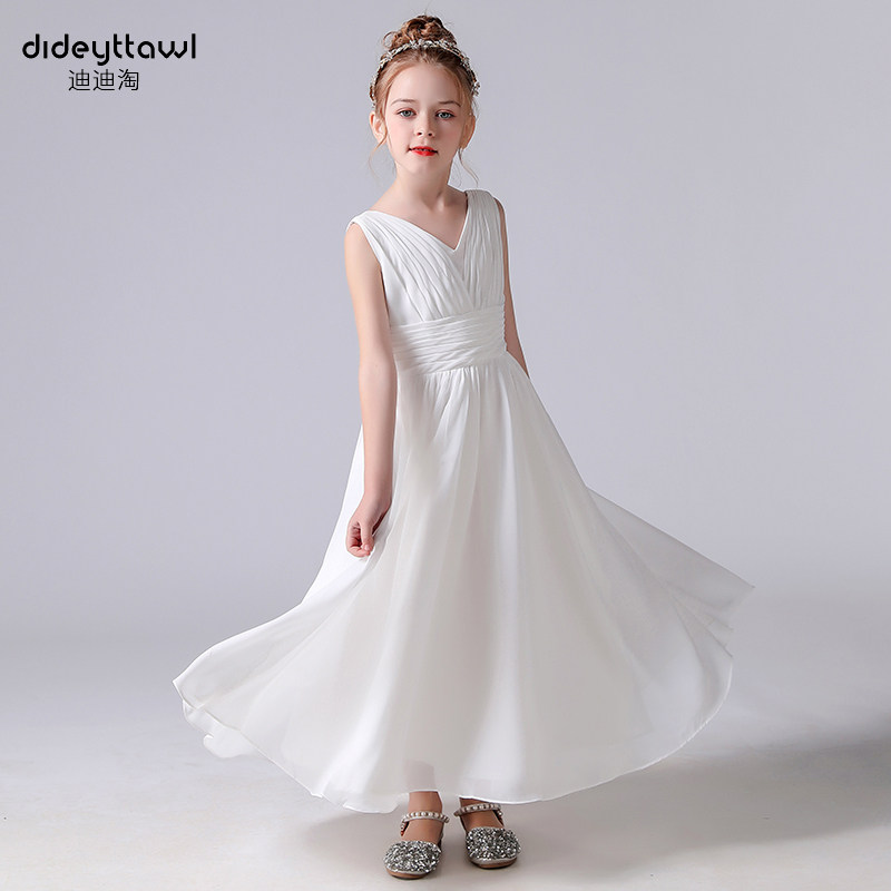 迪迪淘女大童礼服白纱裙儿童钢琴管弦乐演奏服诗歌朗诵比赛演出服
