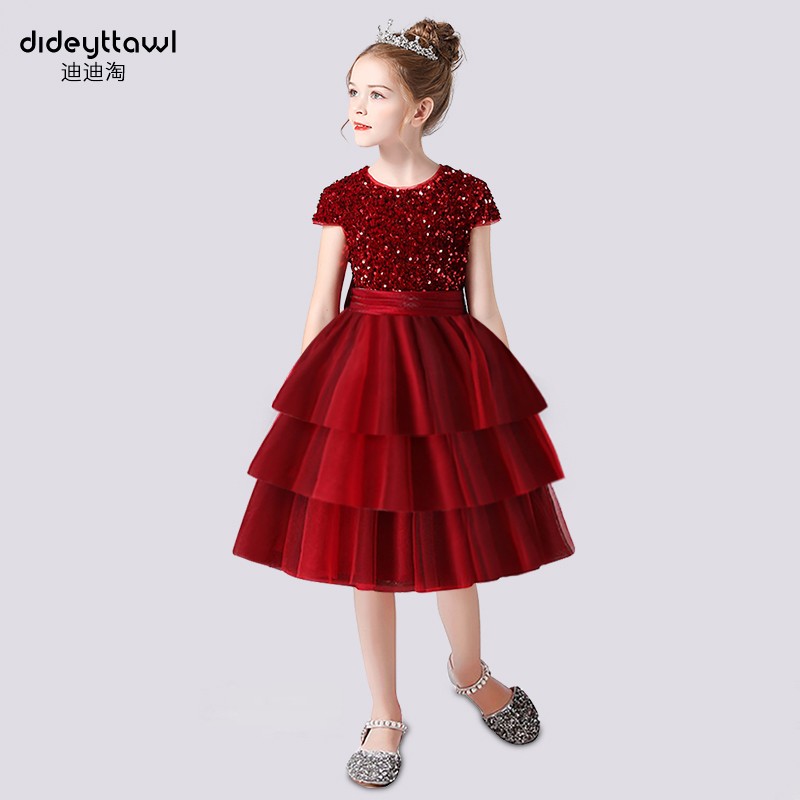 迪迪淘儿童礼服裙公主裙蓬蓬纱女童主持人表演服儿童合唱演出礼服