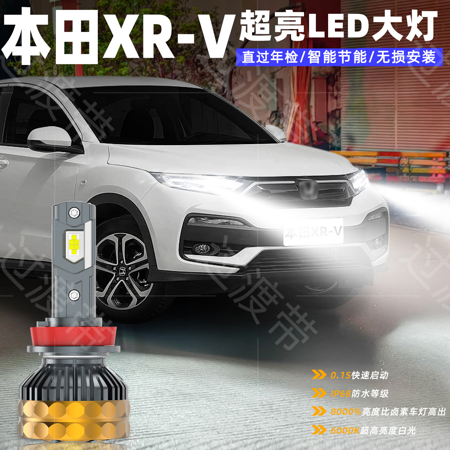 适用本田XRV前大灯15-22款专用LED超亮车灯19远光17近光配件改装