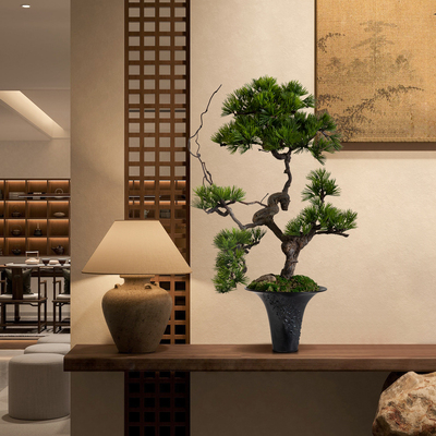 海虹雅林松树仿真绿植高端轻奢新中式客厅玄关装饰摆件假树景观