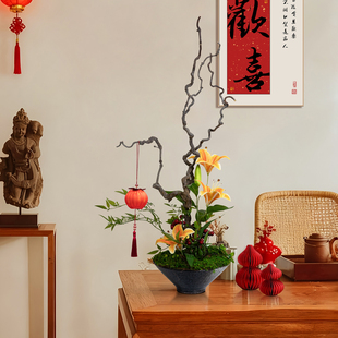 海虹雅林年宵花假花仿真花摆设客厅适合摆放的高级感餐桌摆件花艺