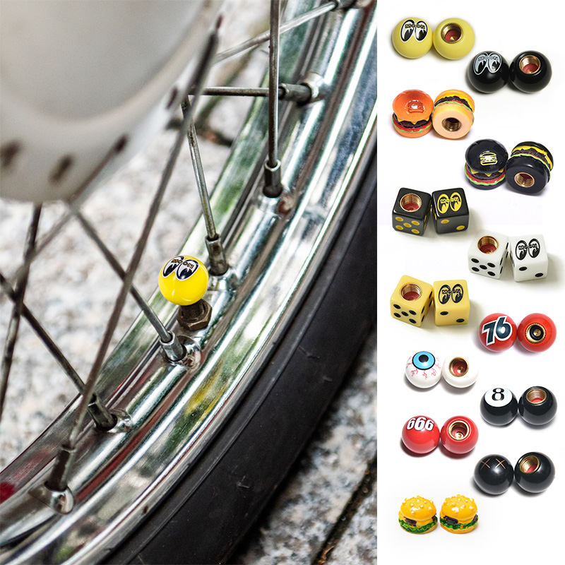 mooneyes复古机车摩托车改装通用个性车牌框螺丝 气门嘴装饰帽