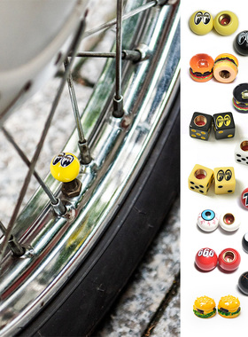 mooneyes复古机车摩托车改装通用个性车牌框螺丝 气门嘴装饰帽