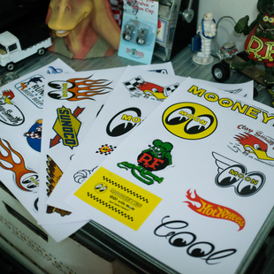 联名mooneyes贴纸复古机车美式复古防水贴纸摩托车贴纸