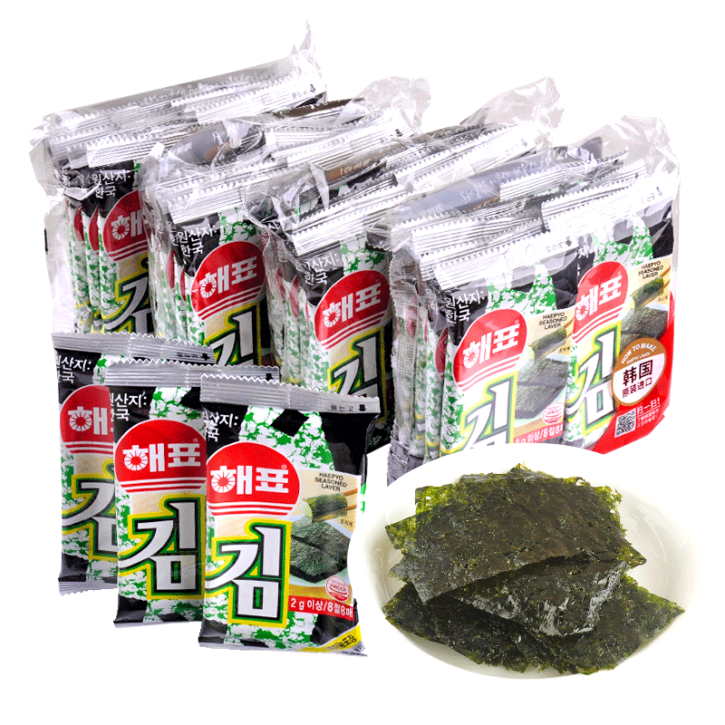 韩国进口海牌海苔即食2g*32包 儿童紫菜包饭寿司拌饭脆片零食