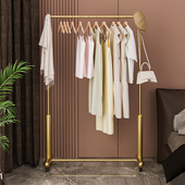 服装 店铺展示架 店落地衣架靠墙可移动挂衣架高端金色衣服货架女装