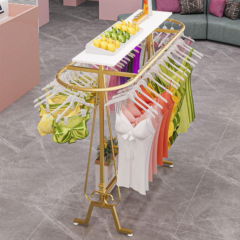 泳衣展示架创意圆形中岛双排铁艺金色内衣泳裤挂衣架服装店陈列架