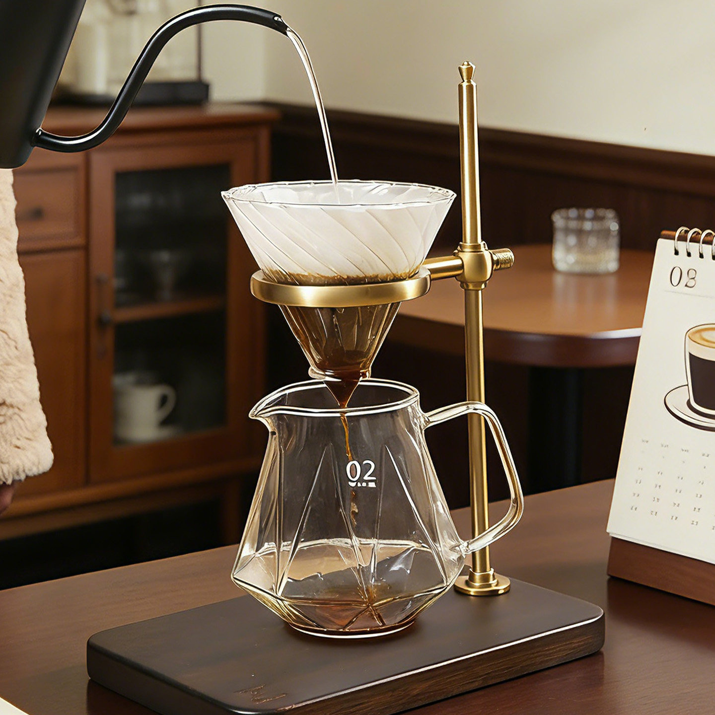 复古手冲壶支架家用玻璃咖啡滤杯滴漏式分享壶器具手冲咖啡壶套装