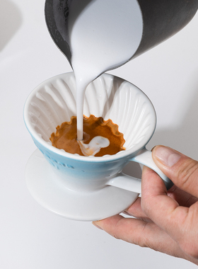 陶瓷咖啡杯高颜值家用拿铁杯简约日式V60杯大口径专业拉花杯180ml