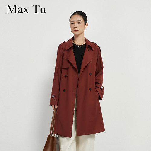 MaxTu春秋插肩英伦大码中长风衣