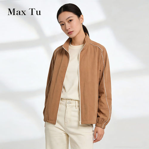 MaxTu春秋女装廓形立领夹克外套