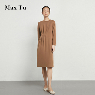 收腰显瘦针织羊毛长袖 Max 宽松大码 2025年春秋新款 连衣裙 Tu女装